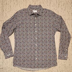 Eton Multi Color Floral Print Long Sleeve Button Down Casual Dress Shirt